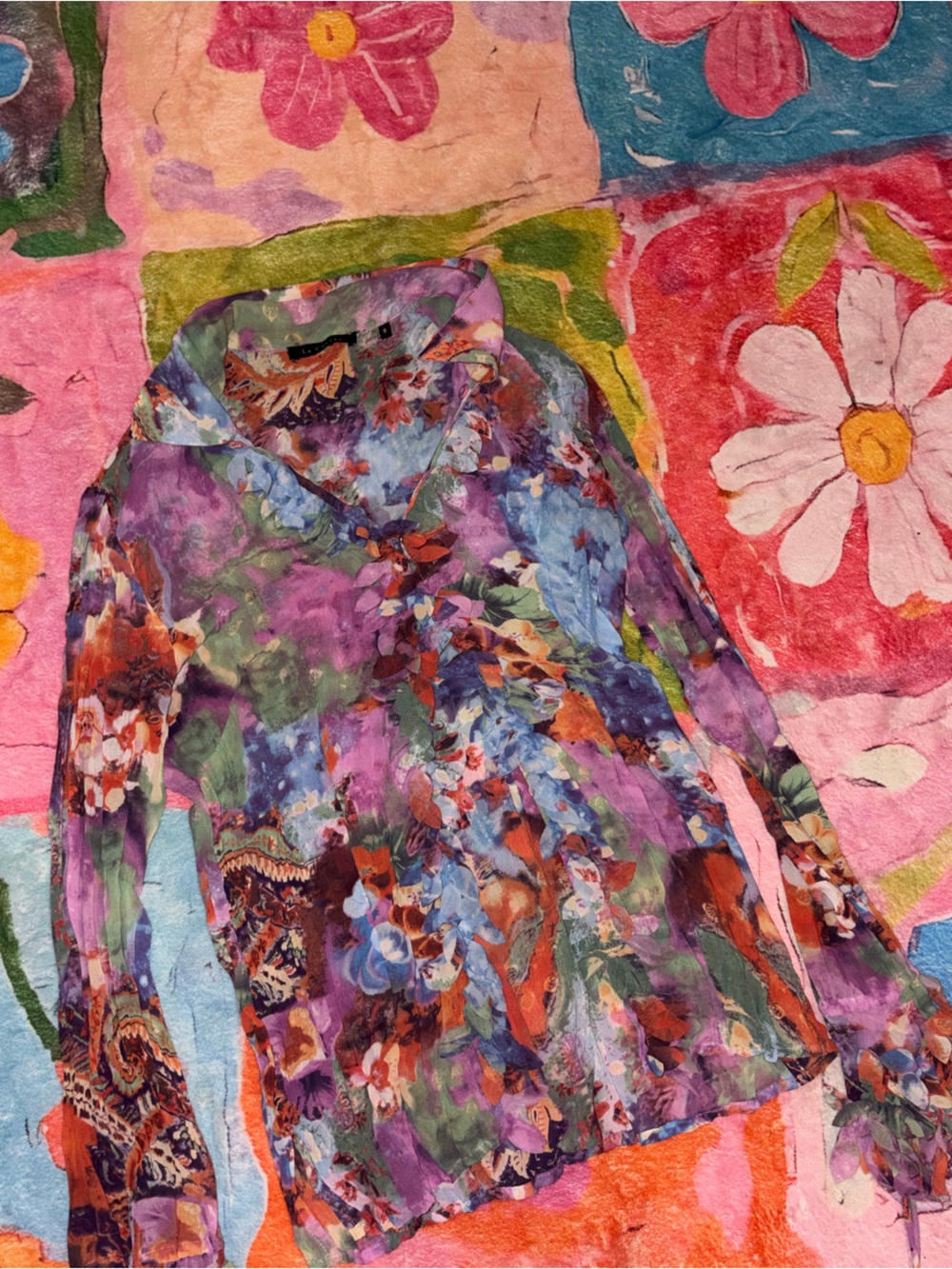 Floral Sheer Blazer Jacket in Purple Mix